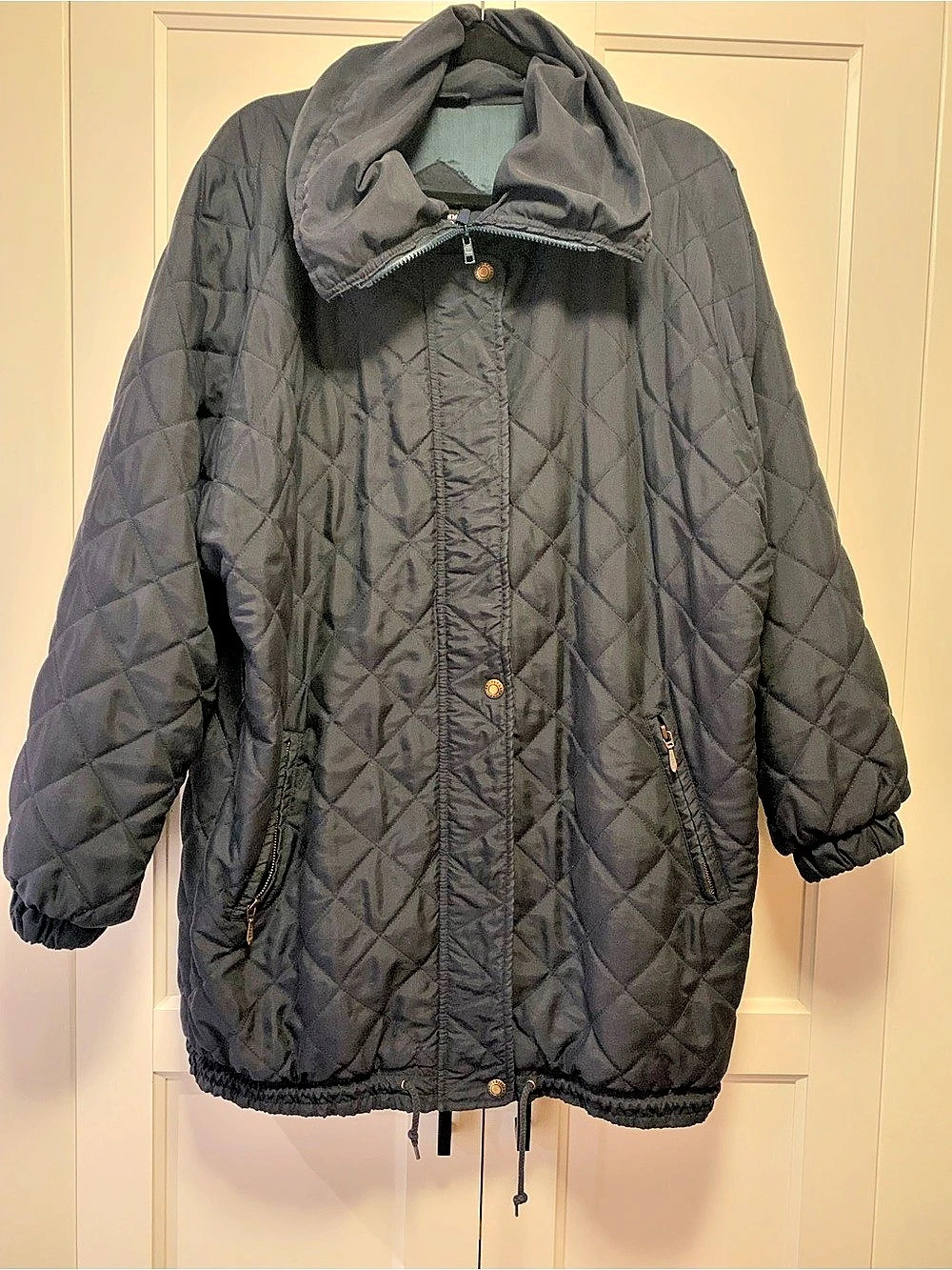 Weekend Edition Diamond Quilted Hooded Barn Jacket Navy Blue Size Large